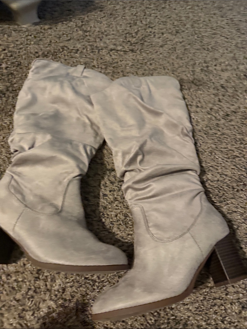 Women's Tall Slouch Block Heel Boots - Light Gray